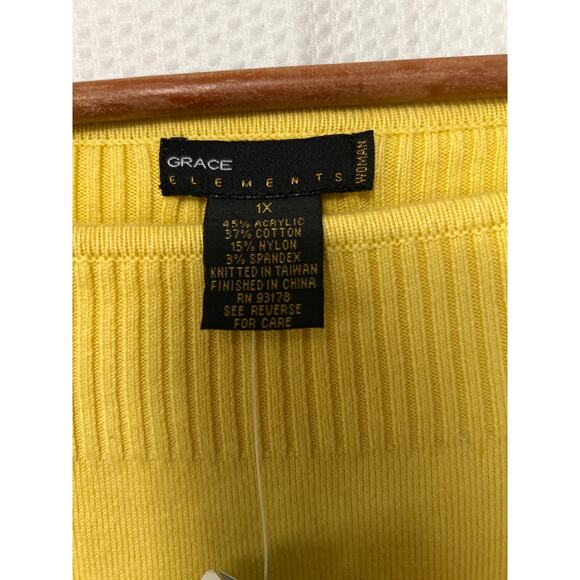 Grace Elements Yellow 3/4 Sleeve Boat Neck Casual Sweater Size 1X NWT - Picture 6 of 10